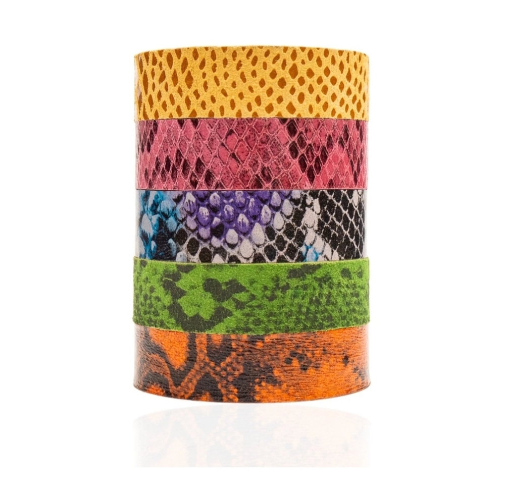 Sassy Jones Karma Buffalo Adjustable Leather Cuff (Wild Snakeskin)